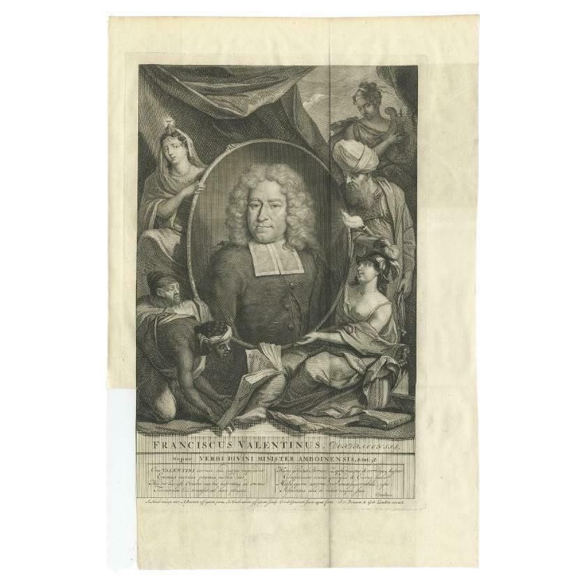 Antique Portrait Of Francois Valentijn, A Missionary Who Worked At Ambon, 1726