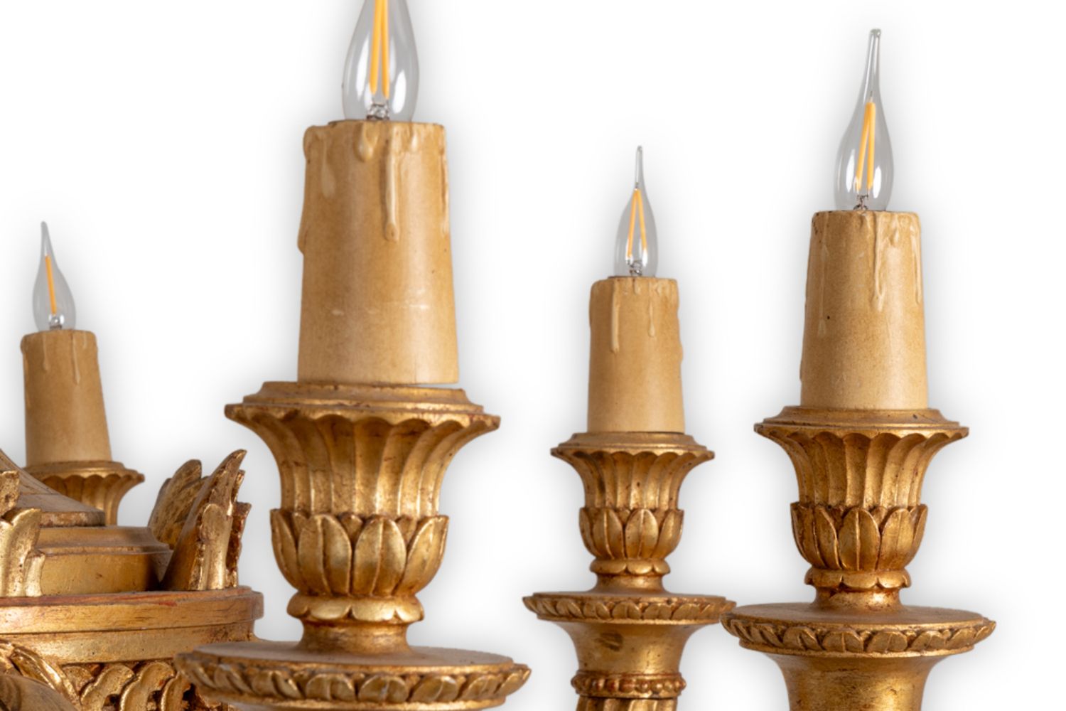 Dumez, Louis XVI Style Chandelier In Carved And Gilded Wood. 1950s. photo furniture