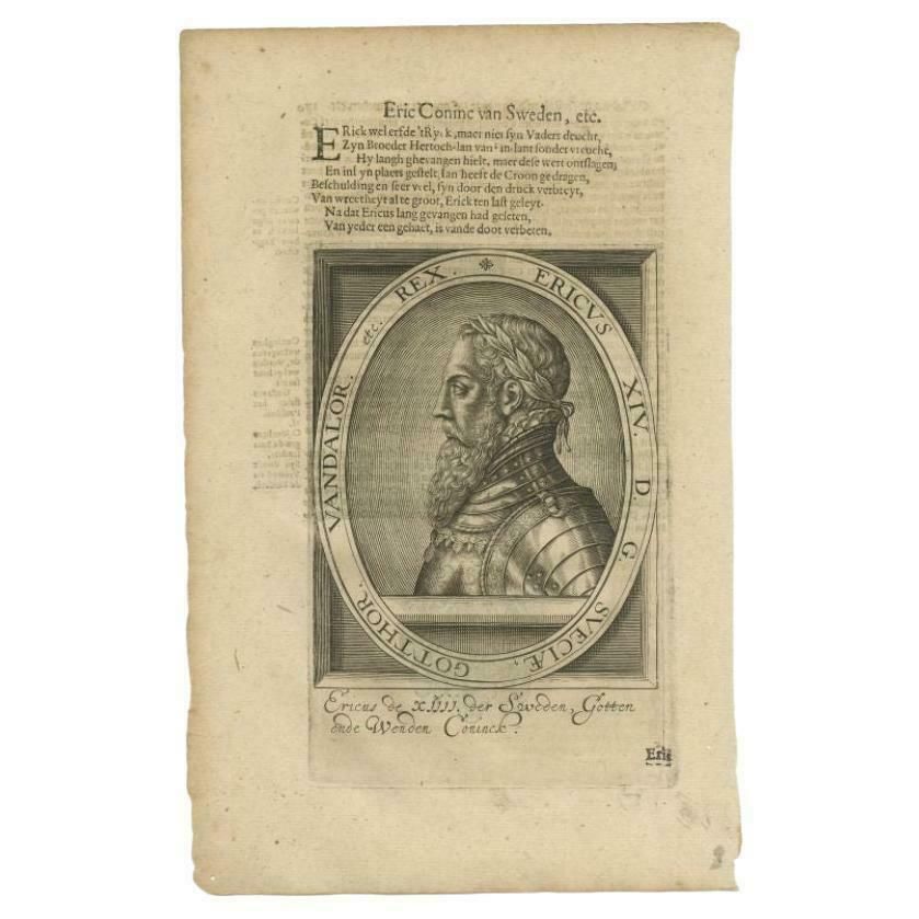 Antique Portrait Of Eric XIV Of Sweden By Janszoon, 1615