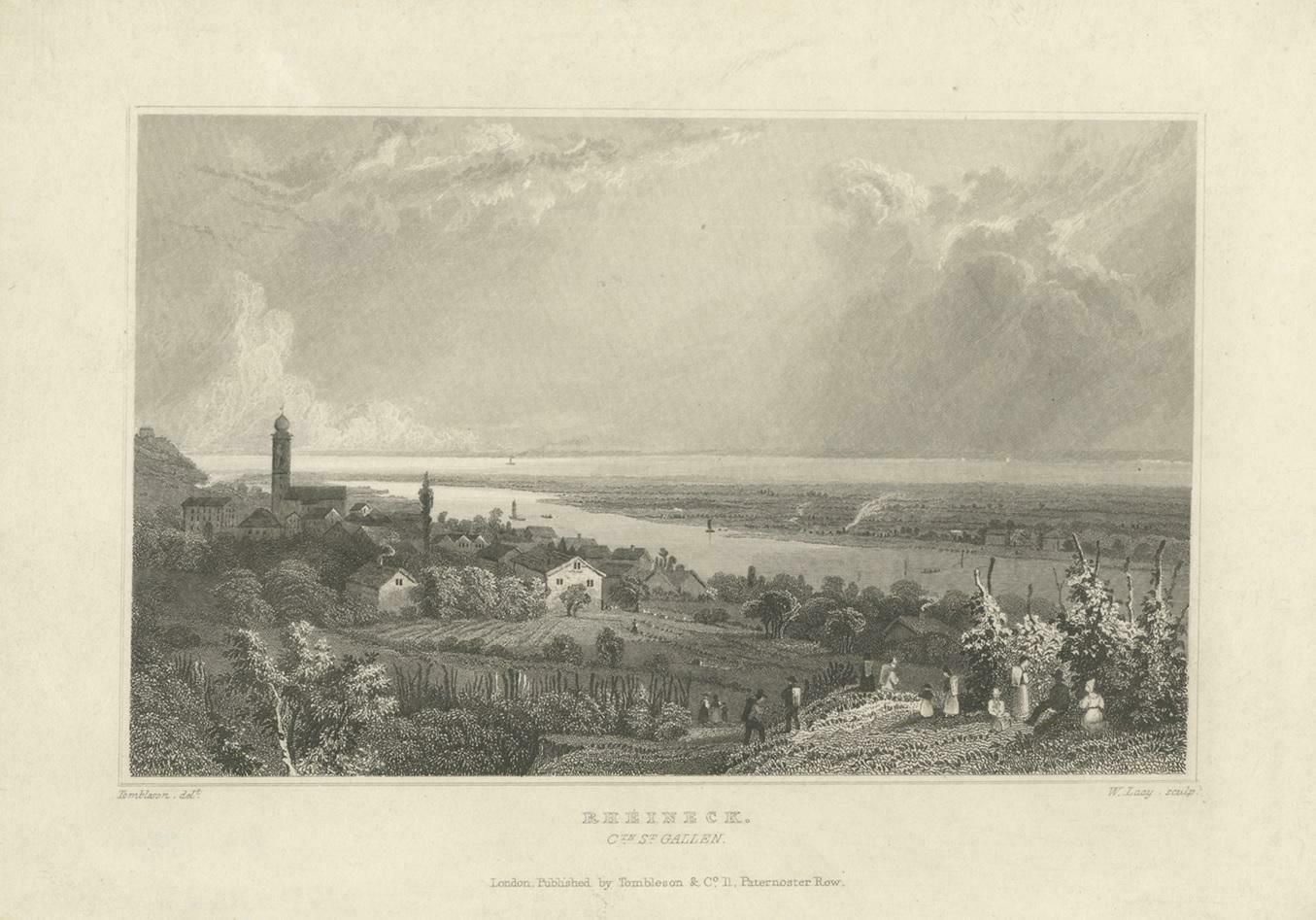 Antique Print Of Rheineck, St. Gallen, Switzerland photo for sale