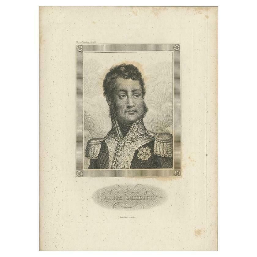 Antique Portrait Of Louis Philippe I, Last King Of France, 1859