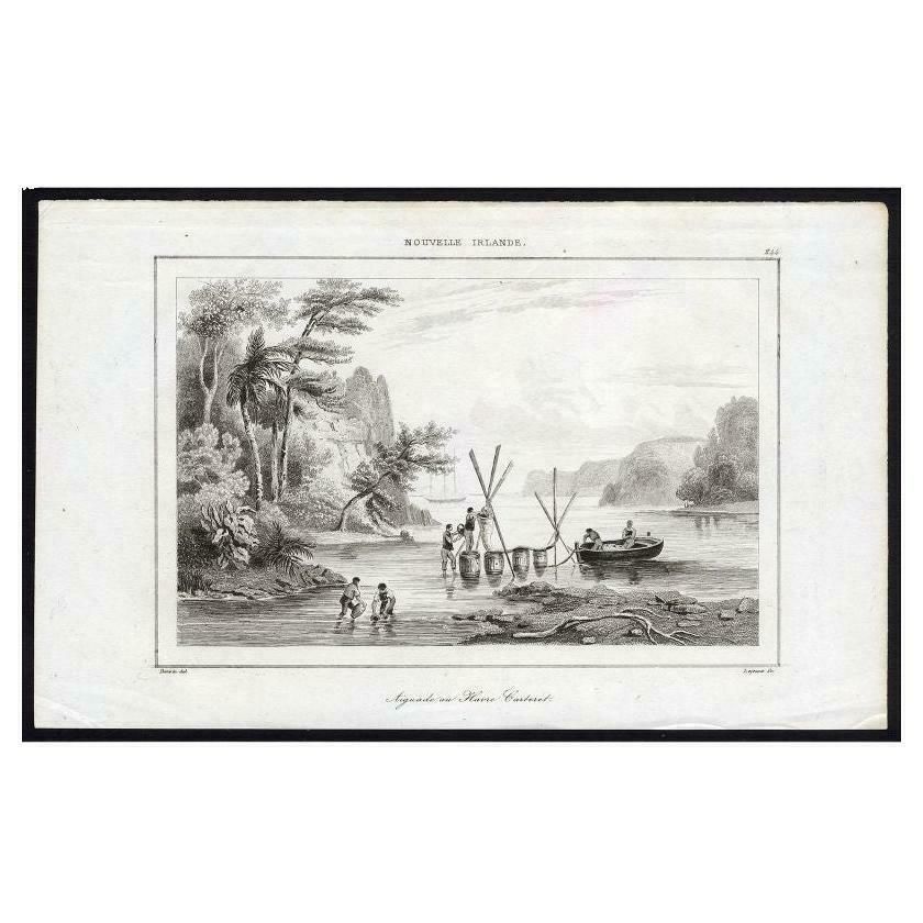 Antique Print Of Sailors At New Ireland, 1836