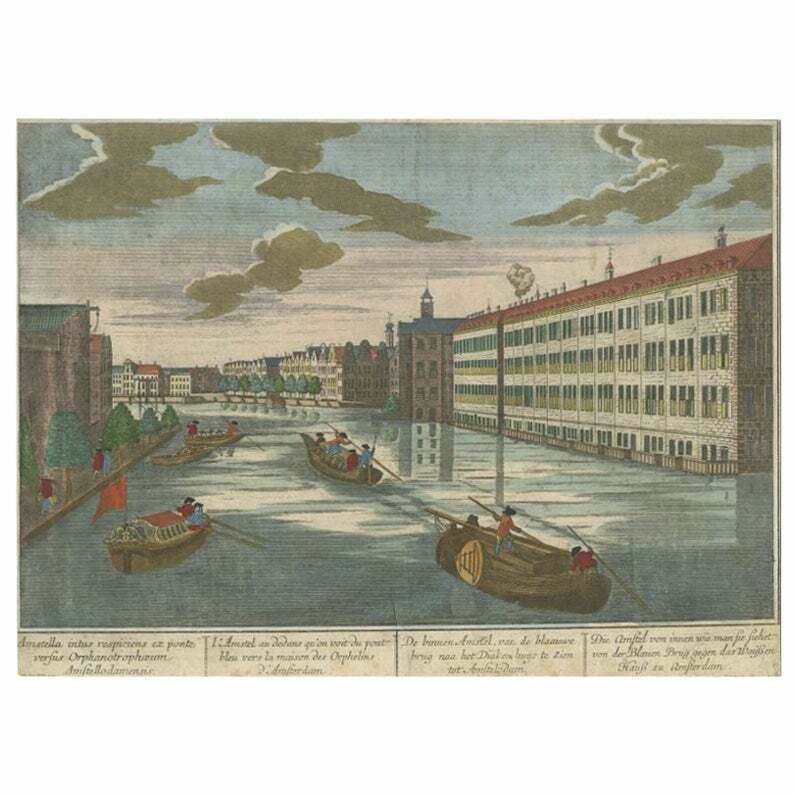 Antique Print Of The 'Binnen Amstel' In Amsterdam By Probst, C.1760