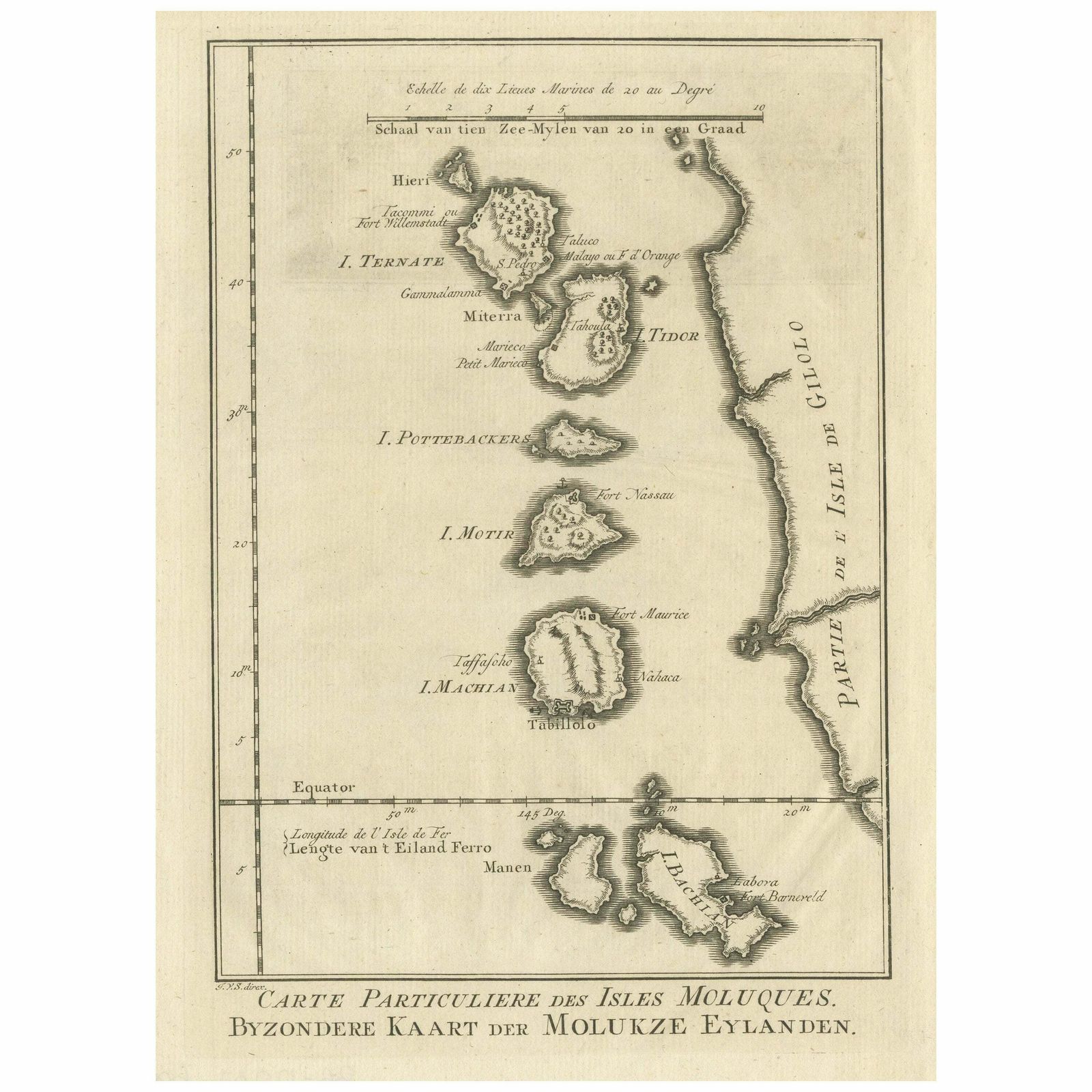 Original Antique Map Of The Maluku Islands Or Moluccas
