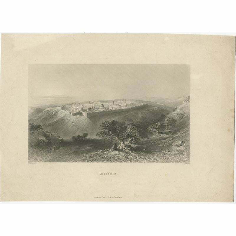 Antique Print Of Jerusalem, C.1840