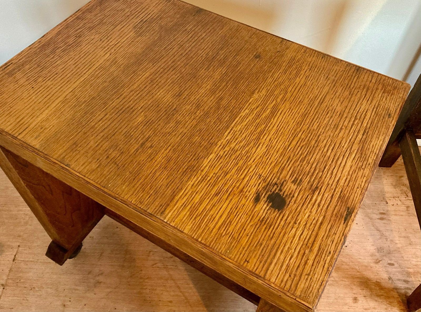 Mid Century Oak Side Table Trolley Coffee Table Occasional Hall Antique Industrial Vintage Drinks Wheels photo 220.0