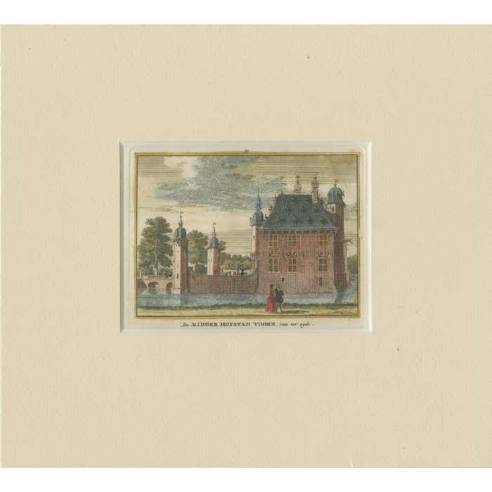 Antique Print Of 'Huis Te Voorn', A Castle In De Meern, The Netherlands