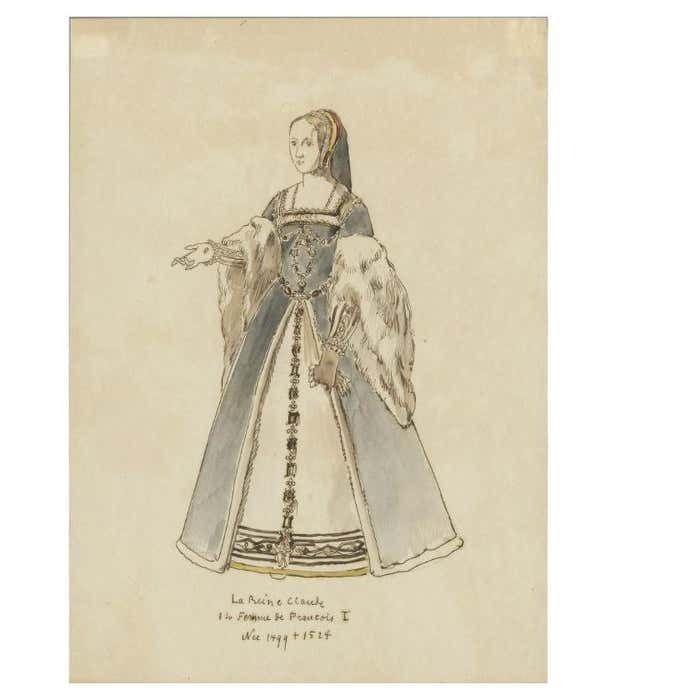 Antique Print Of Claude Of France And Ruling Duchess Of Brittany, C.1860