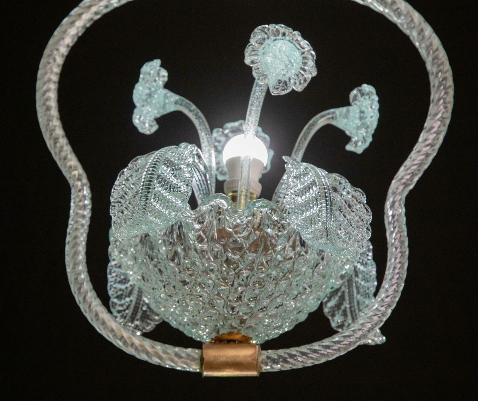 photo for sale Set Of 2 Rare Blue And Trasparent Barovier E Toso Light With Flowers, 1940s