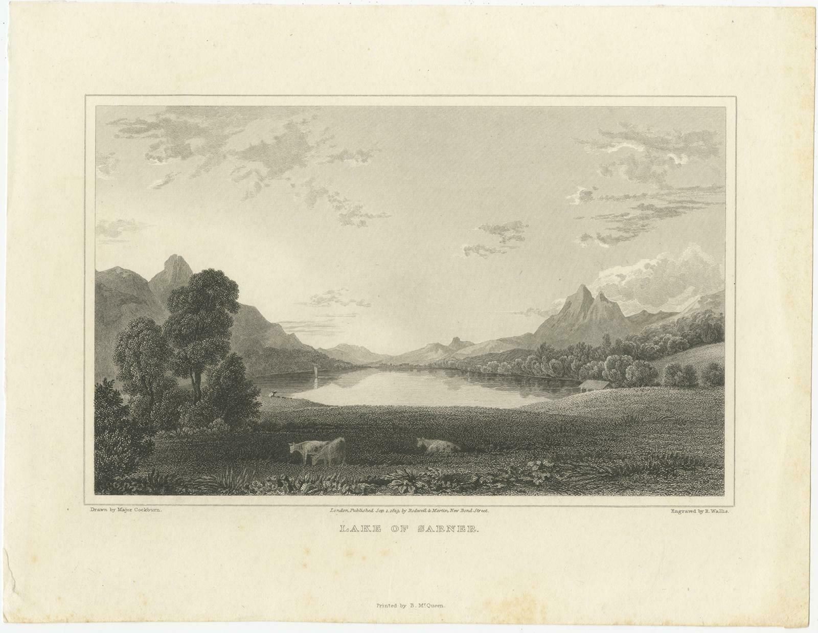 Antique Print With A View Of Lake Sarnen Switzerland photo furniture