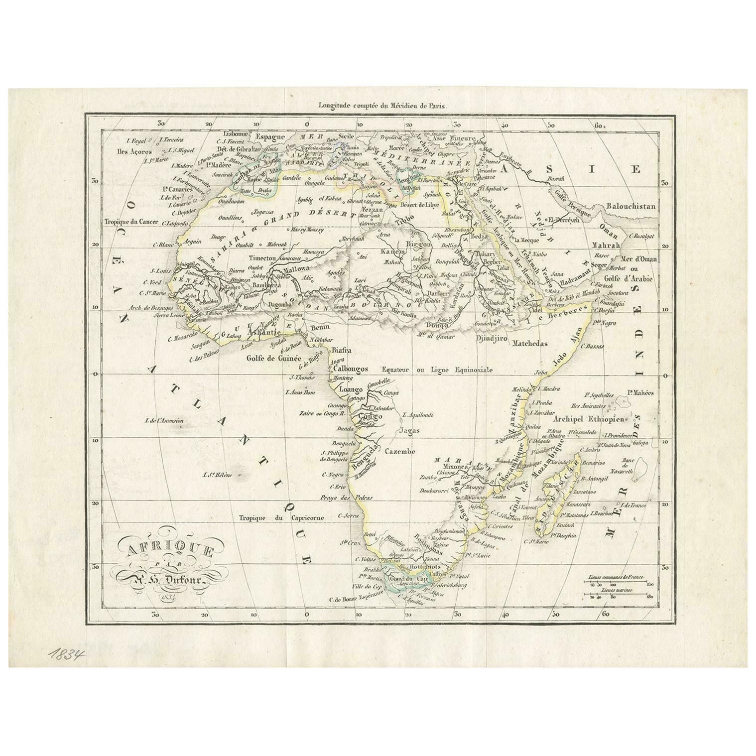 Antique Map Of Africa By Dufour Circa 1834