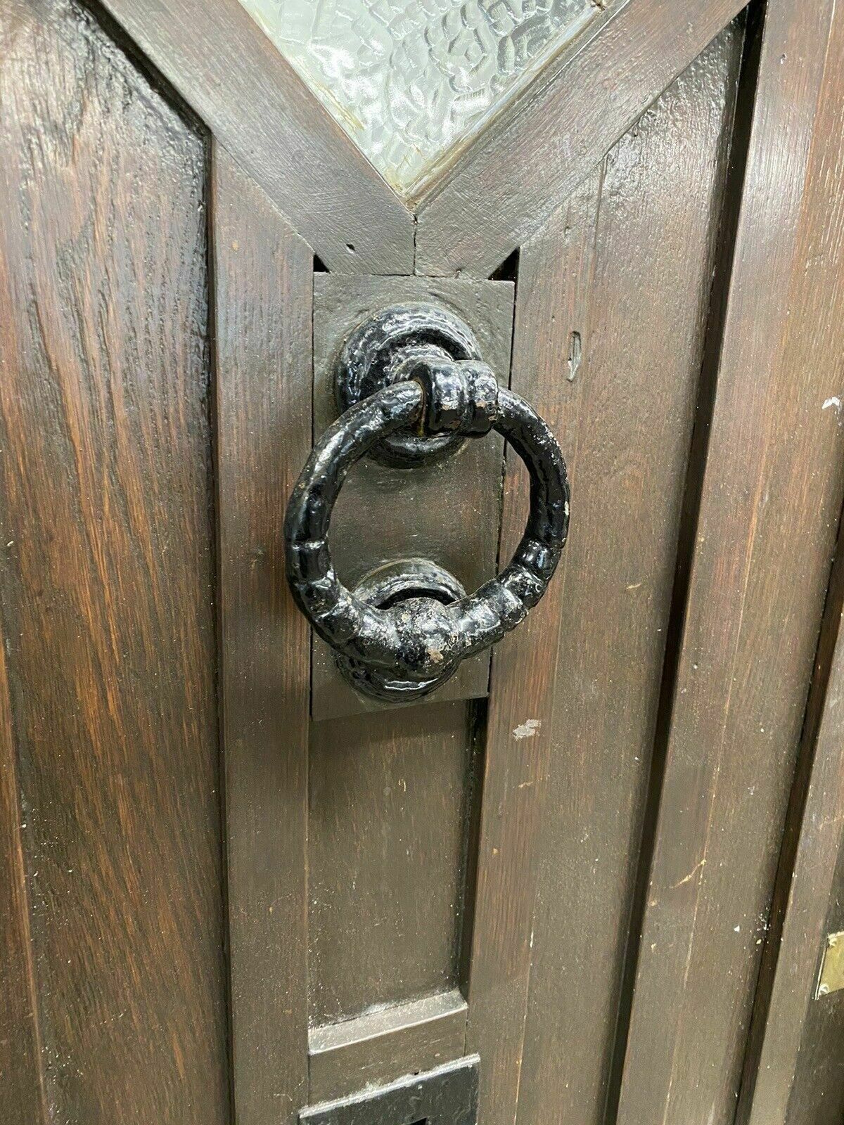 Solid Oak Stained Glass Front Door + Frame Antique Period Reclaimed Old Leaded photo buy