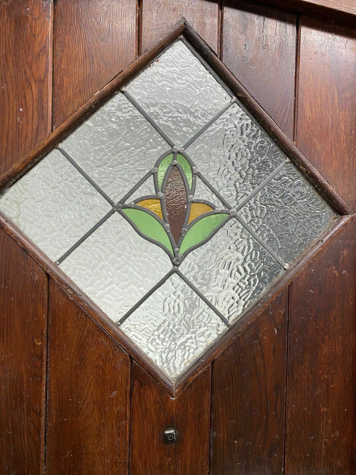 photo buy Solid Oak Stained Glass Front Door + Frame Antique Period Reclaimed Old Leaded