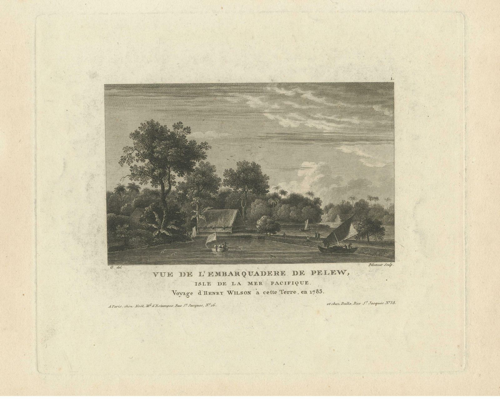 Antique Print With A View Of 'Pelew' Or The Island Of Palau, Pacific photo for sale
