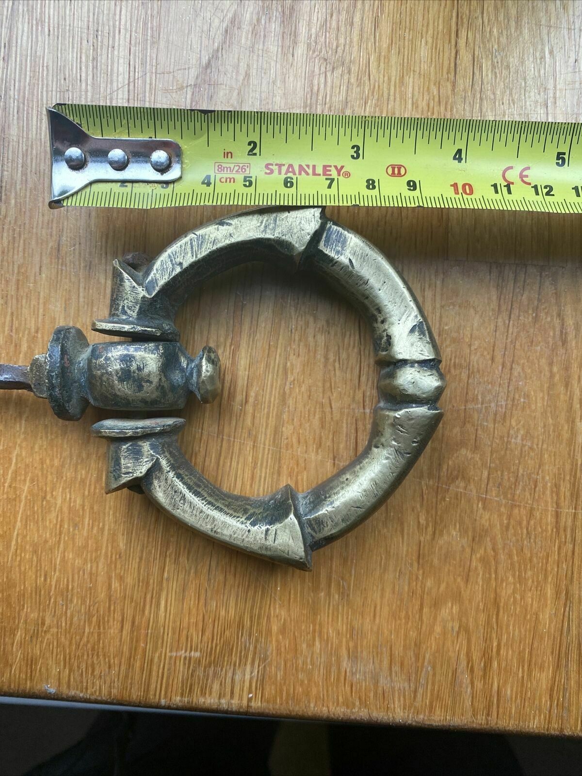 Very Rare Antique Brass Door Ring Pull Handle 1600s Period Reclaimed Spiked photo vintage