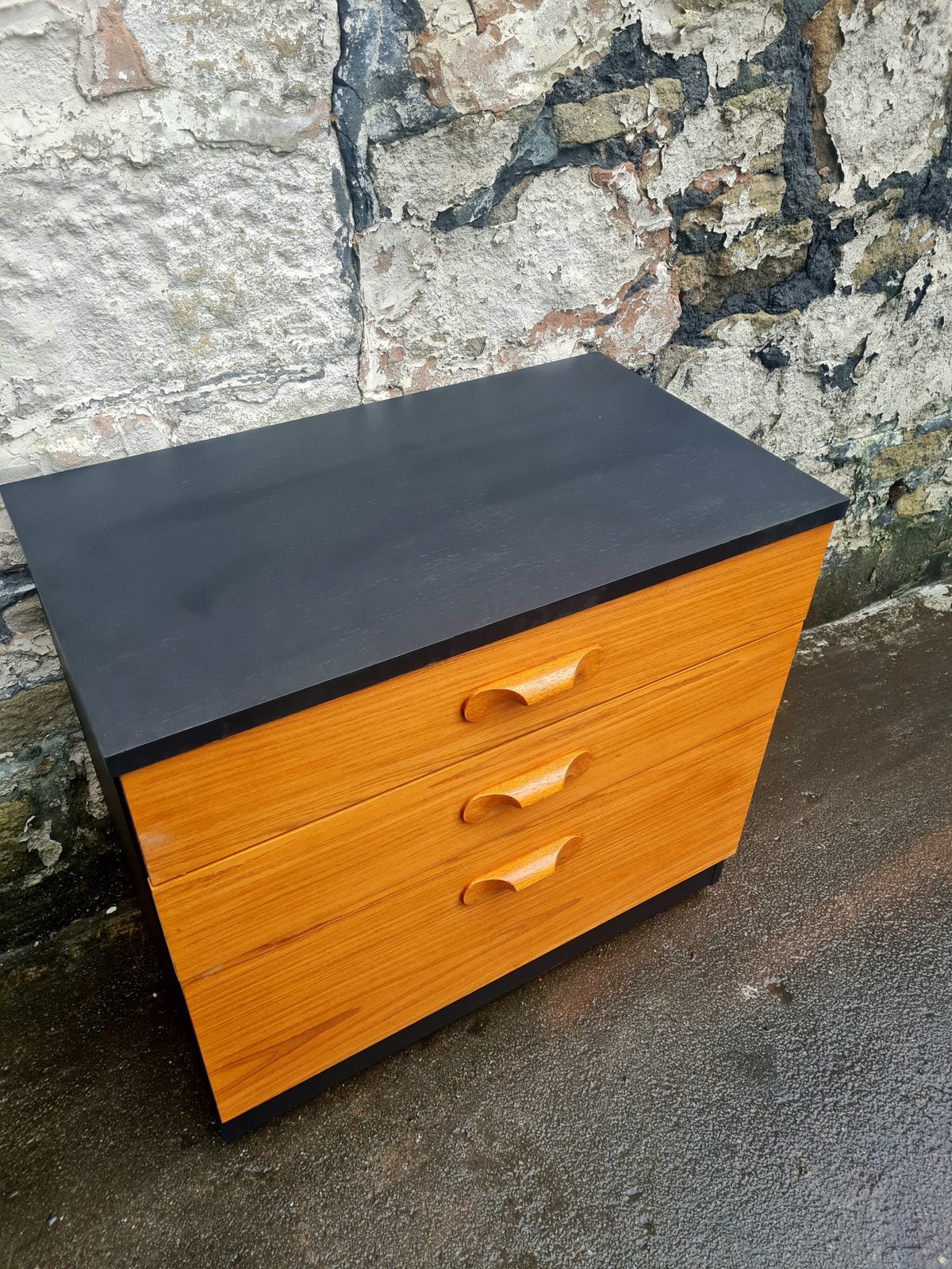 Austinsuite Chest Of Drawers Three Drawer Oak And Black Cabinet Mid Century Furniture photo buy