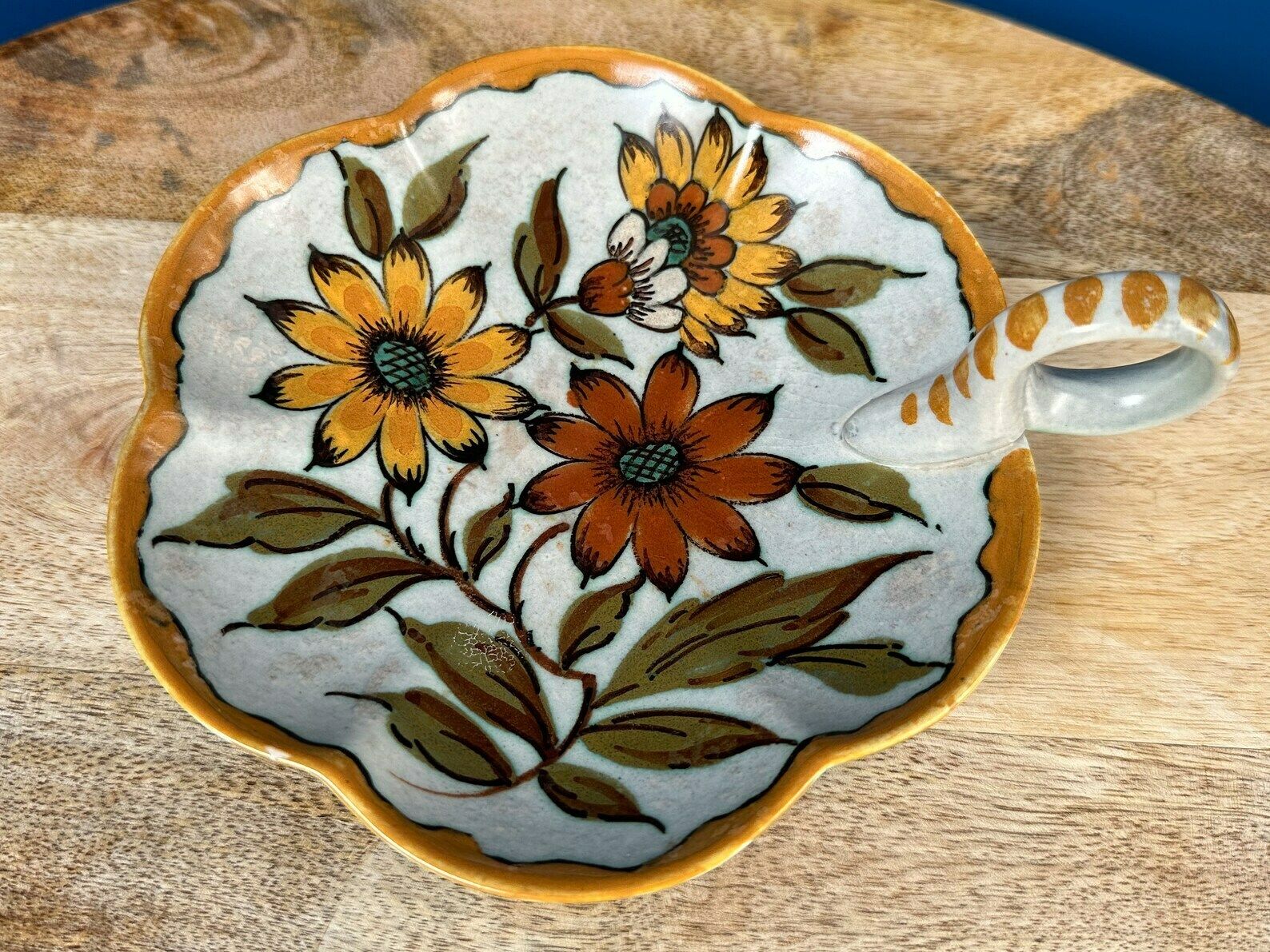 Vintage Hand Painted Trinket Dish With Handle By Pzh   Plateelbakkerij Zuid Holland, Gouda Pottery, Gouda Pottery, Jewelry Dish photo furniture
