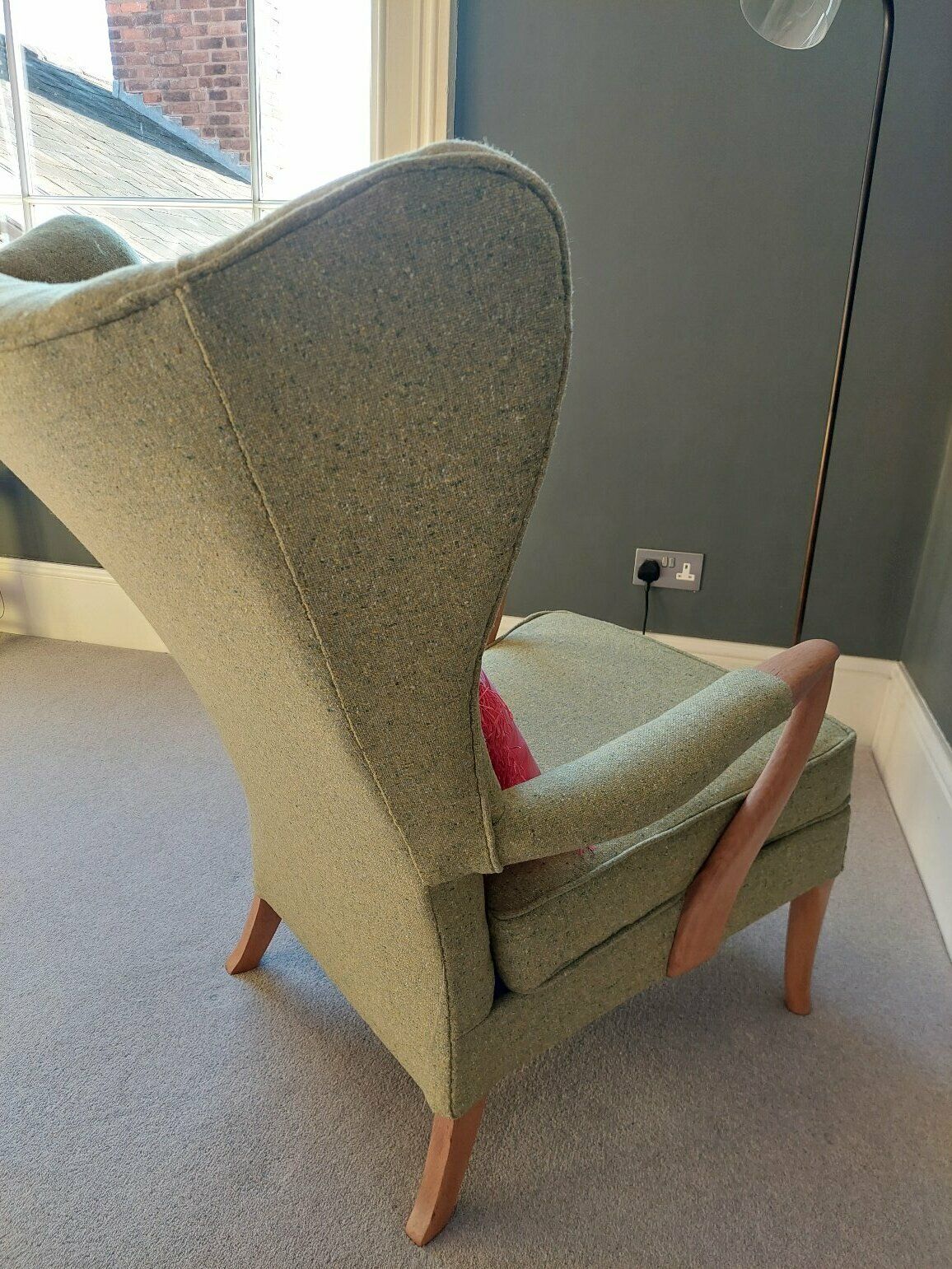 Rare Parker Knoll 757 Armchair Re Upholstered With Green Tweed Wool Mid Century photo 600.0