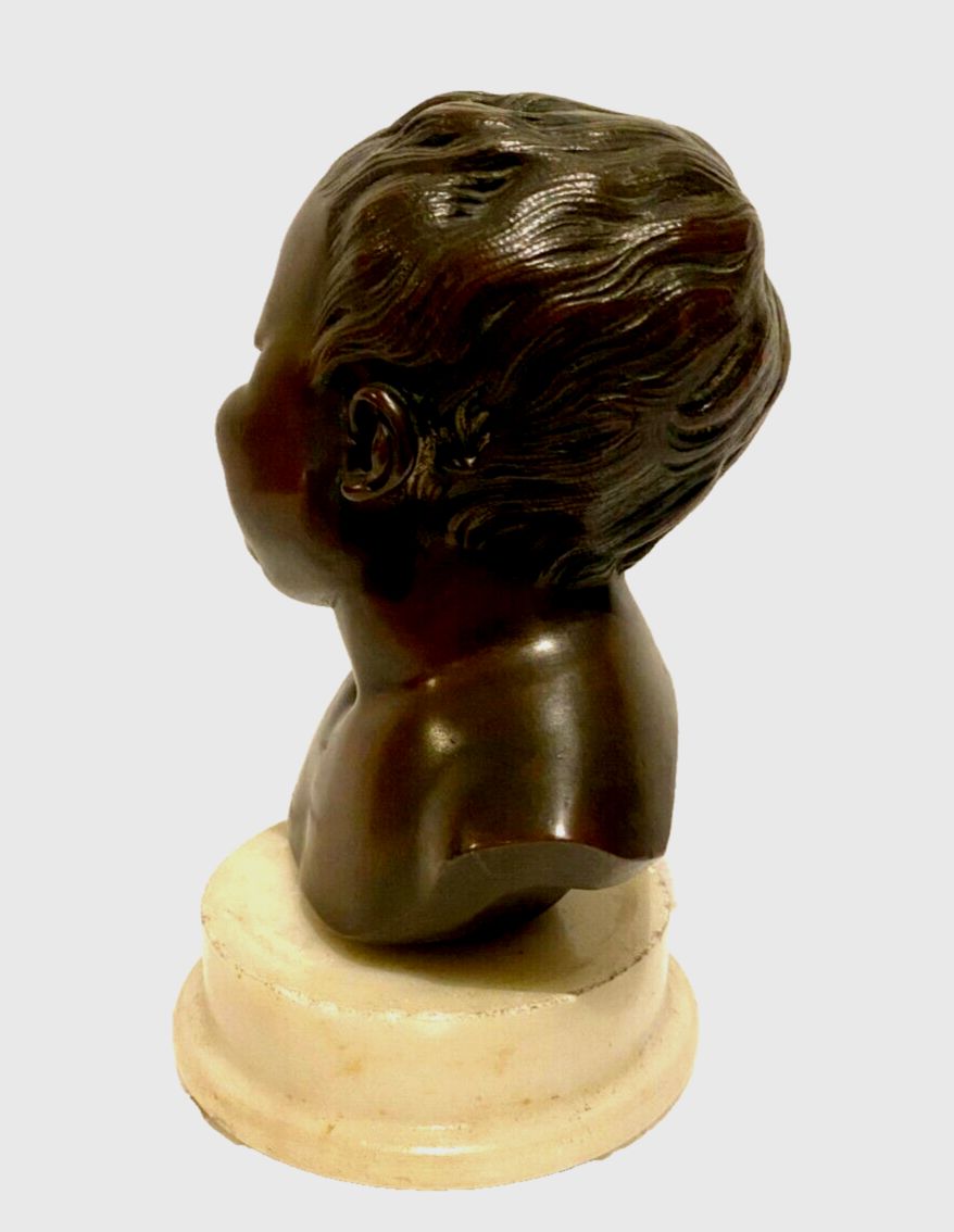 Bronze Group "Miniature Bust Of A Young Child" 20th Century photo furniture