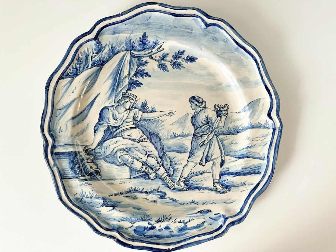 Rare Antique Savona Italian Faience Plate, Hand Painted Majolica