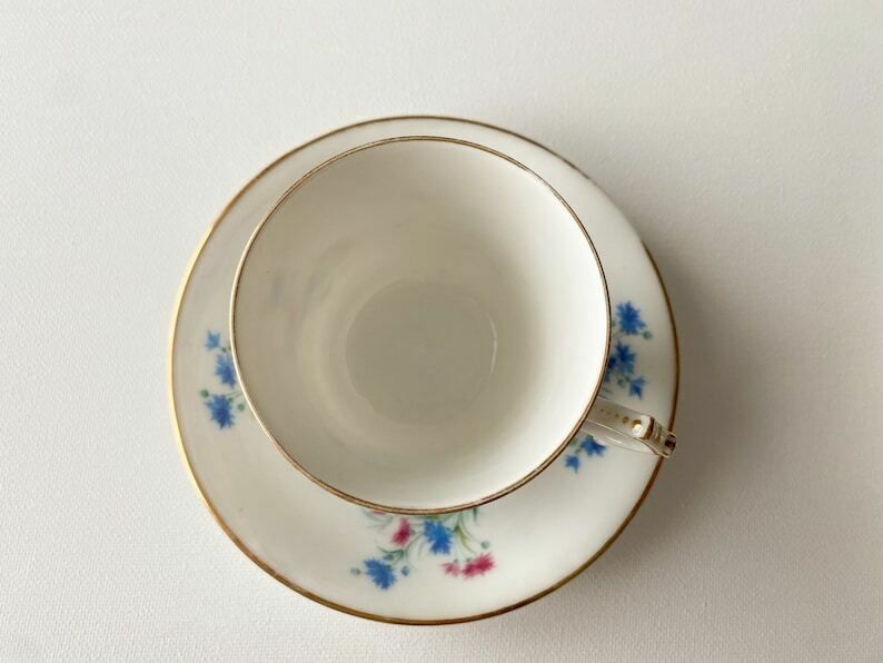 Antique French Set Of 3 Coffee Cup Trio   Mace   1860s   Porcelain Tea Trio photo 104.0