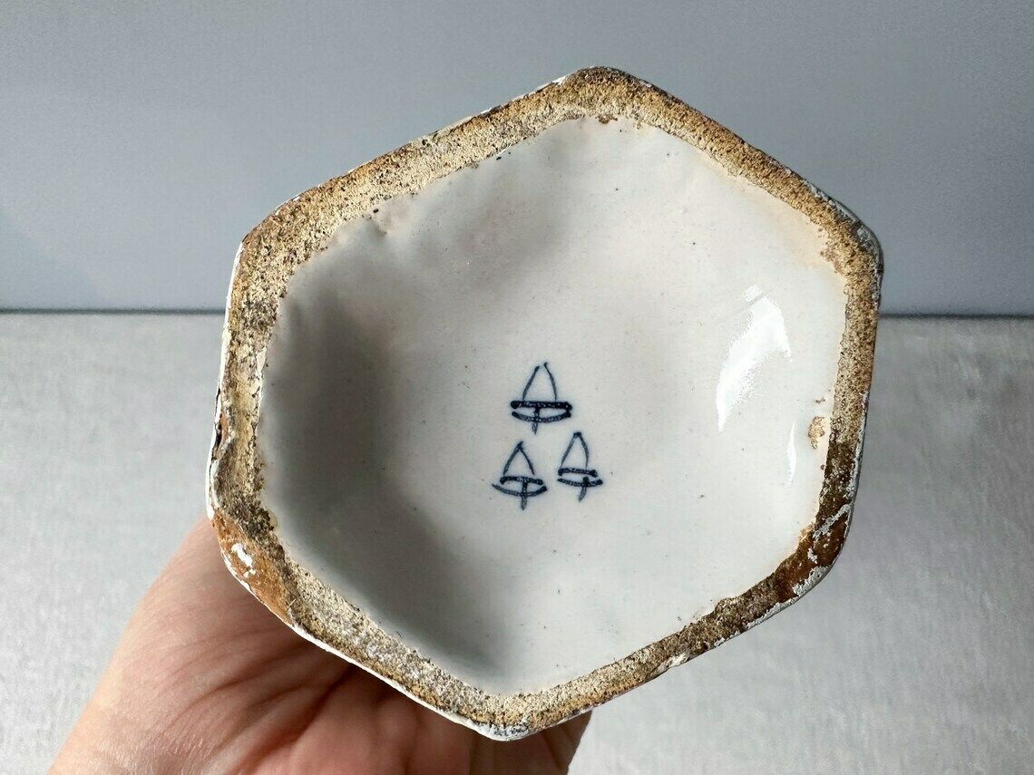 photo furniture Antique Rare 18th Century Delft Blue Floral Tin Glazed Vase By De Drie Klokken (Three Bells), Collector's Item, Antique Delft Blue