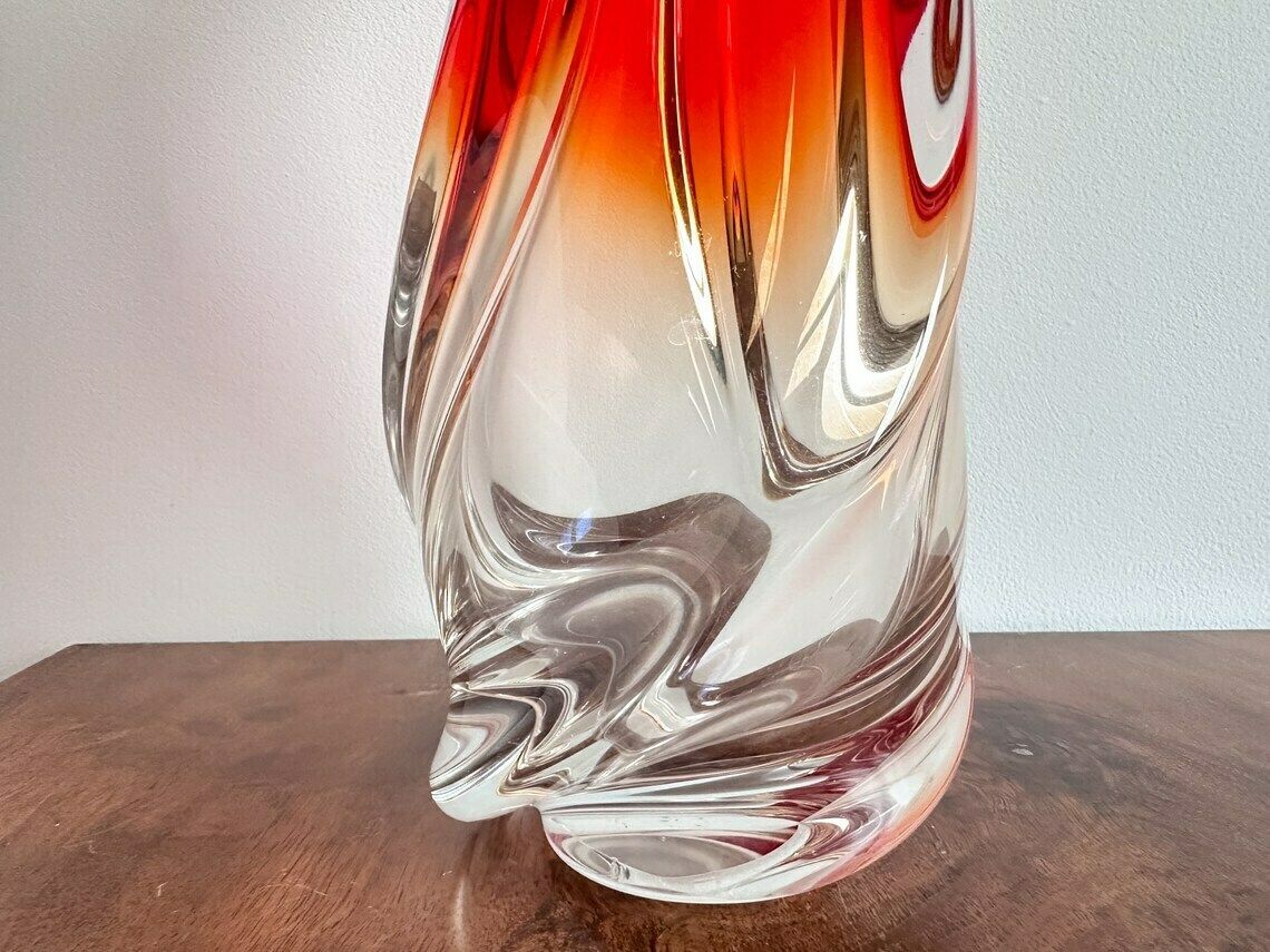 Rare Vintage Vase Artisanat Belge Braine Le Comte, Twisted Glass Vase, Mouth Blown Vase, Unique Gift, Mid Century Vase photo 208.0