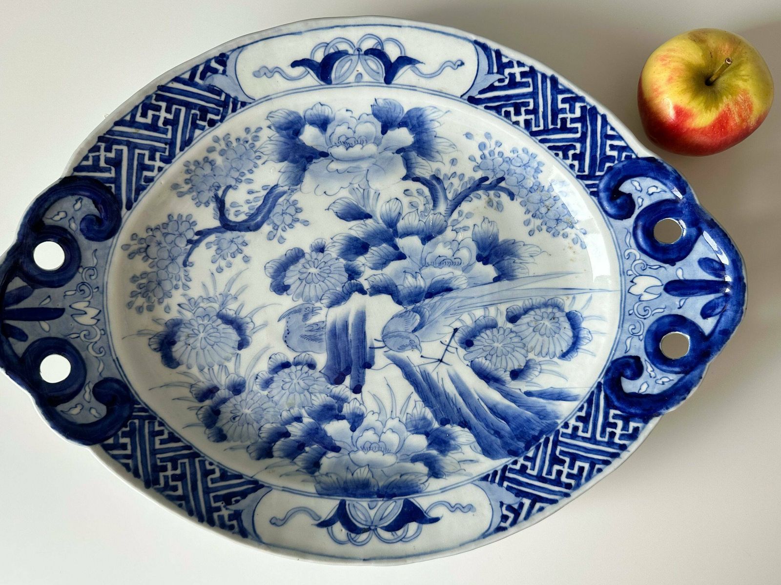 Antique Japanese Blue And White Imari Dish, 1900s, Rare Find