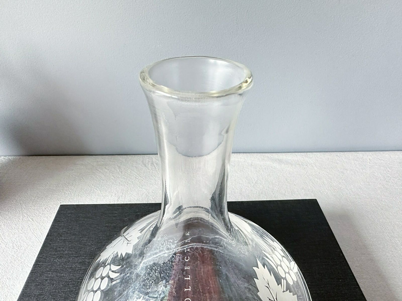 Vintage Glass Wine Decanter, Mid Century Glass Decanter, Grapes And Leaves Decor photo buy