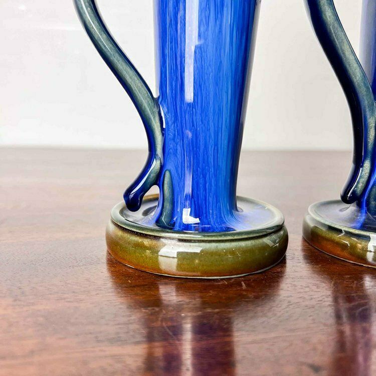 Pair Of Bourne Denby Danesby Ware Tall Vases With Handles photo vintage