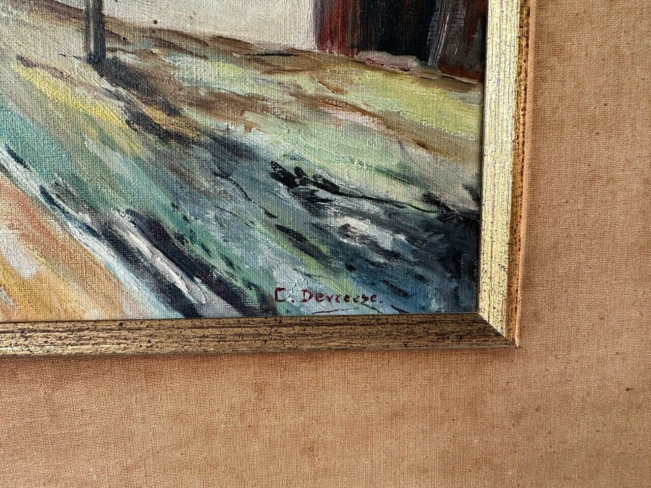 Vintage Original Oil Painting, Country Landscape, 29.5" X 25.5", Country Painting, Cottage Painting, Farmhouse Decor photo vinterior