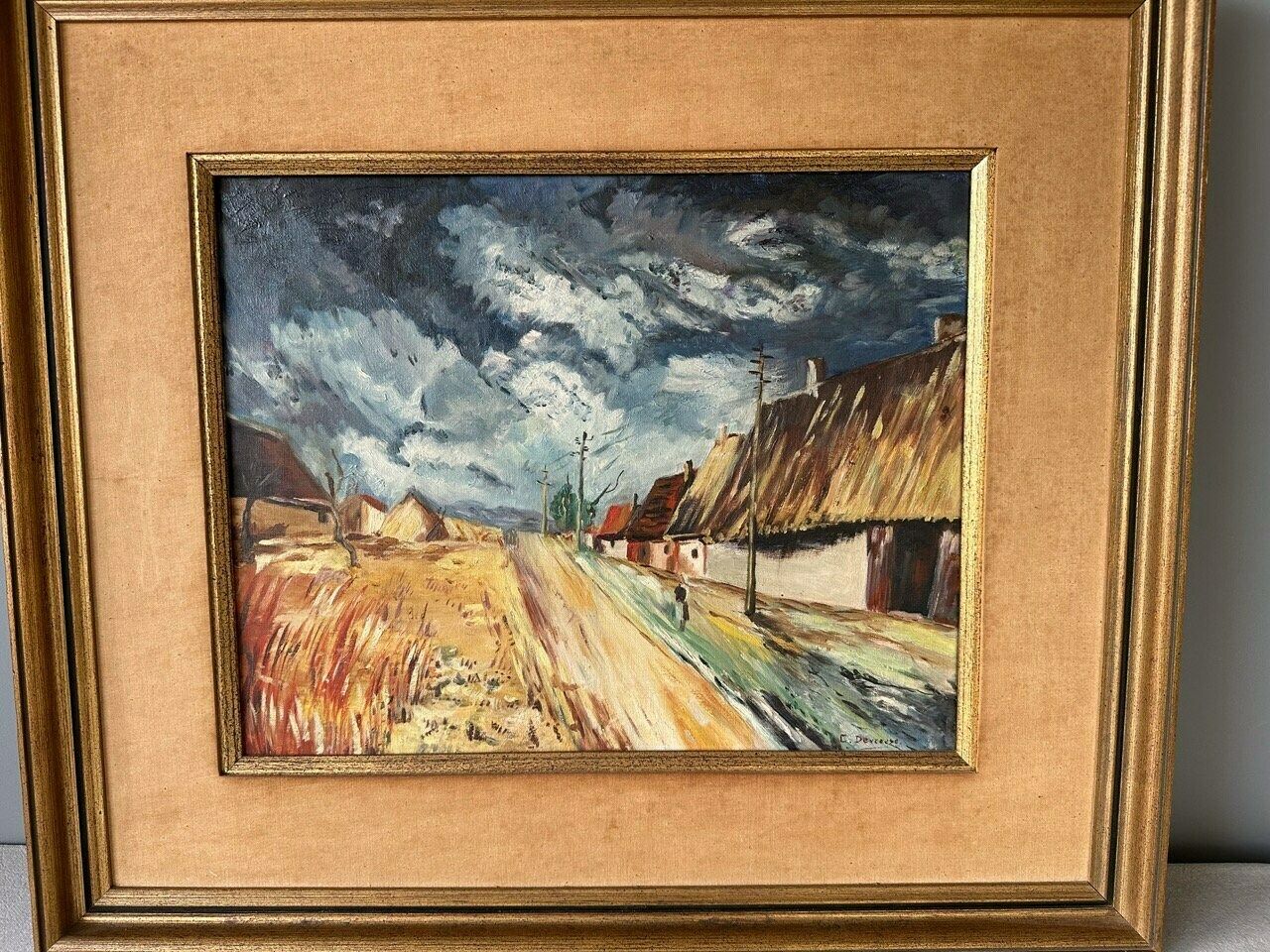 Vintage Original Oil Painting, Country Landscape, 29.5" X 25.5", Country Painting, Cottage Painting, Farmhouse Decor photo buy