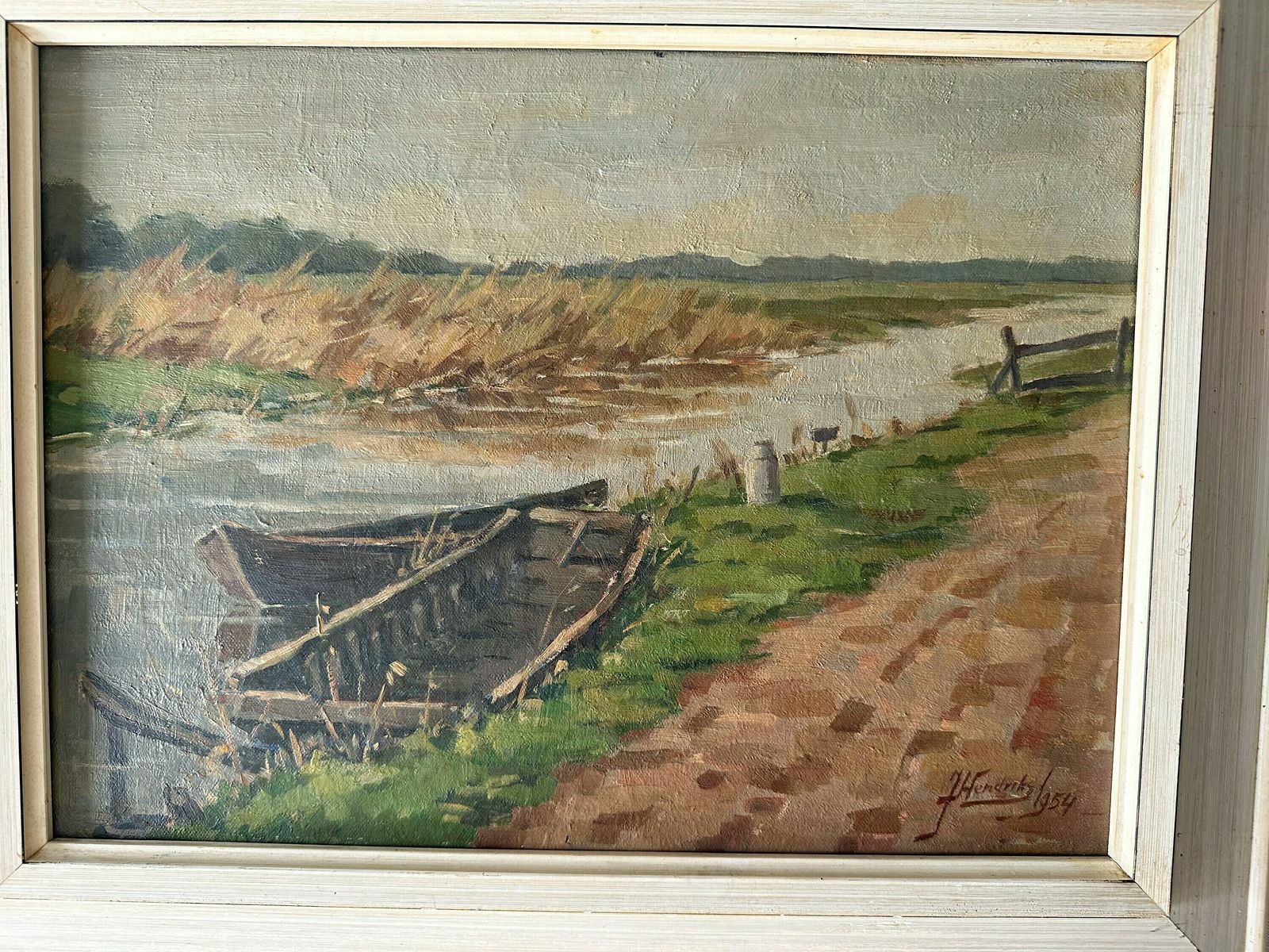 Vintage Original Oil Painting, Summer Country Landscape 1954, 16.1" X 20.1", Country Painting, Cottage Painting, Farmhouse Decor photo for sale