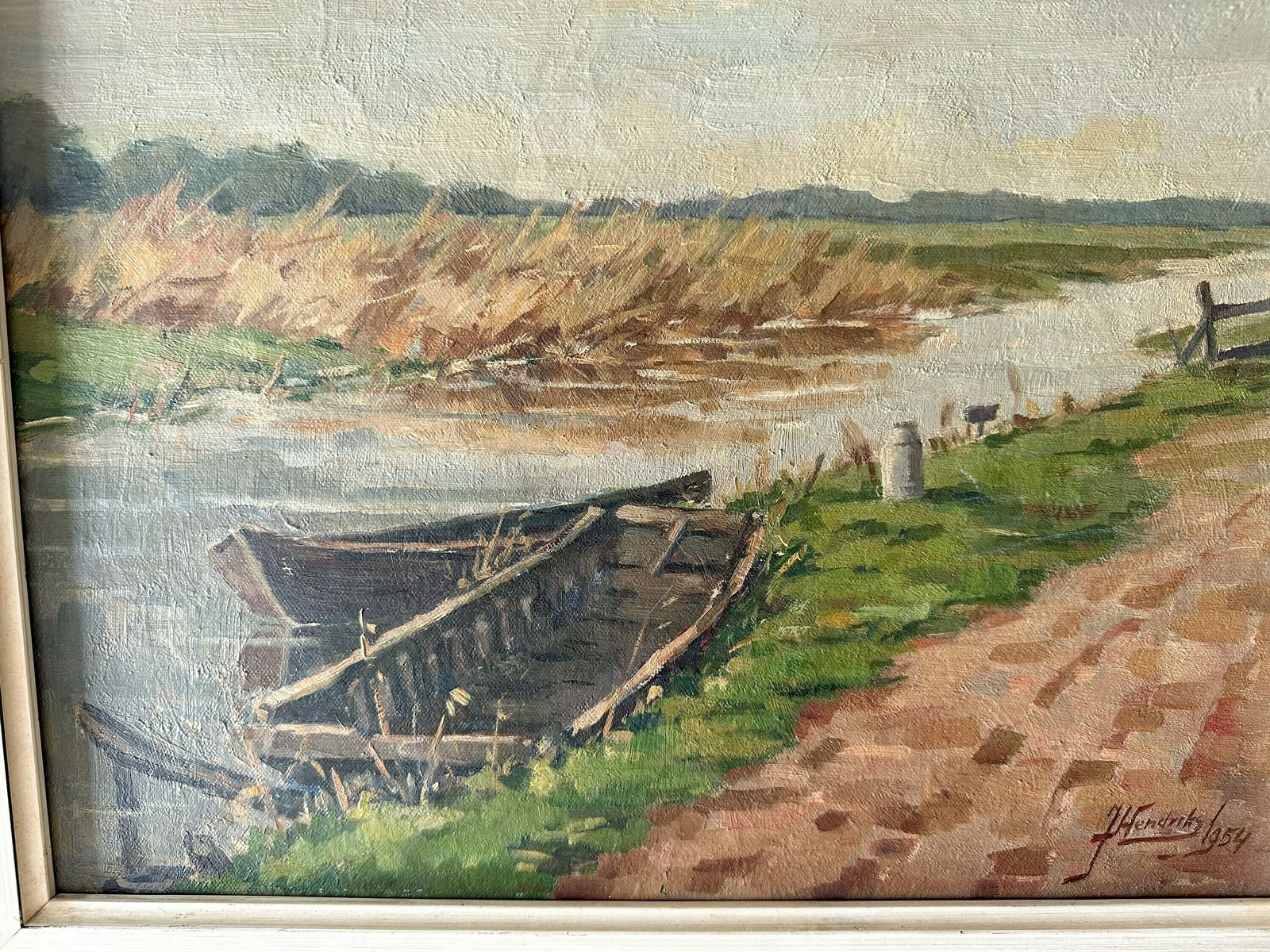 Vintage Original Oil Painting, Summer Country Landscape 1954, 16.1" X 20.1", Country Painting, Cottage Painting, Farmhouse Decor photo vinterior