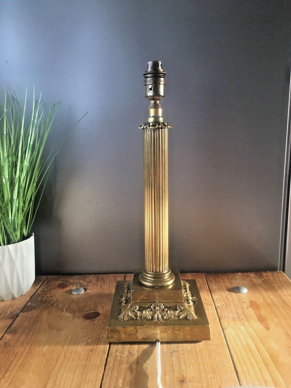 Antique 20s Large Corinthian Column Table Lamp Acanthus Leaf Grand Country House photo buy