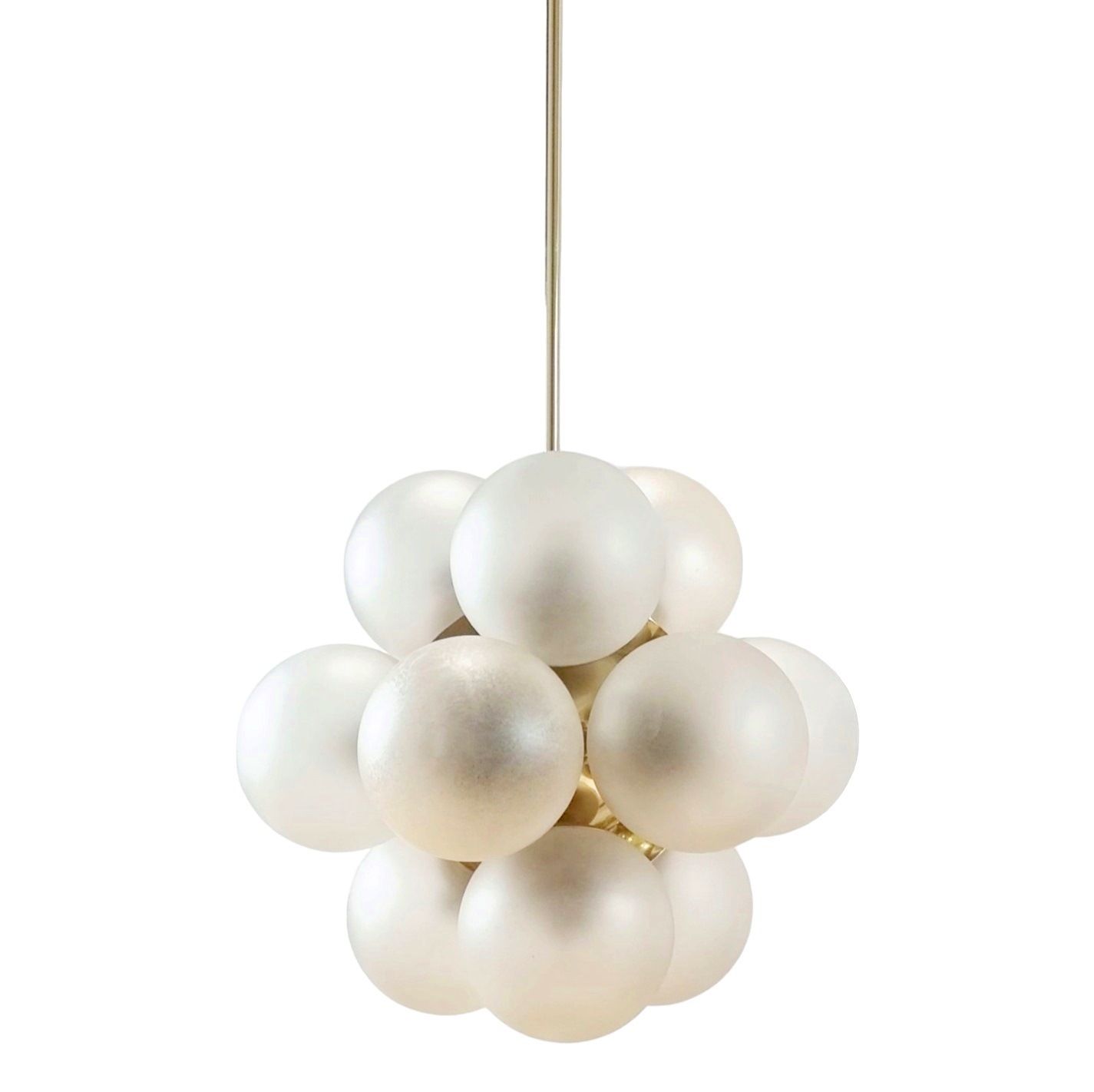 Space Age Sputnik Brass & Glass Globes Chandelier From Kaiser Leuchten, Germany, 1960s