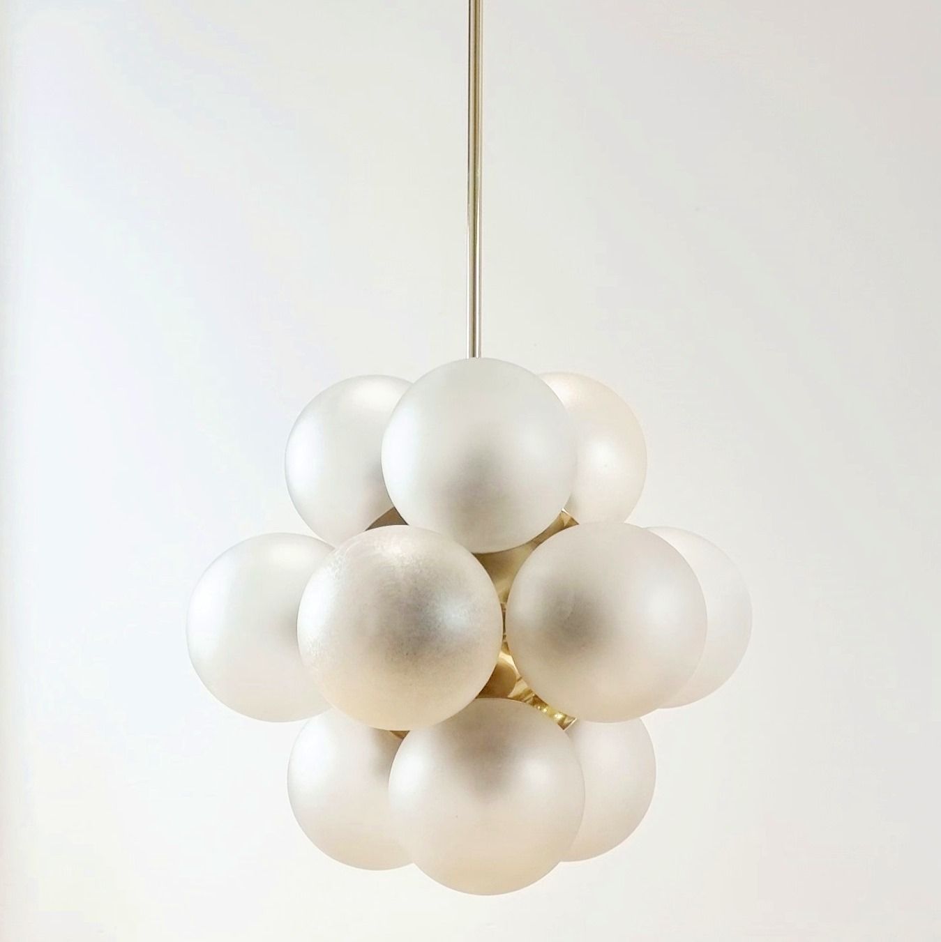 Space Age Sputnik Brass & Glass Globes Chandelier From Kaiser Leuchten, Germany, 1960s photo for sale