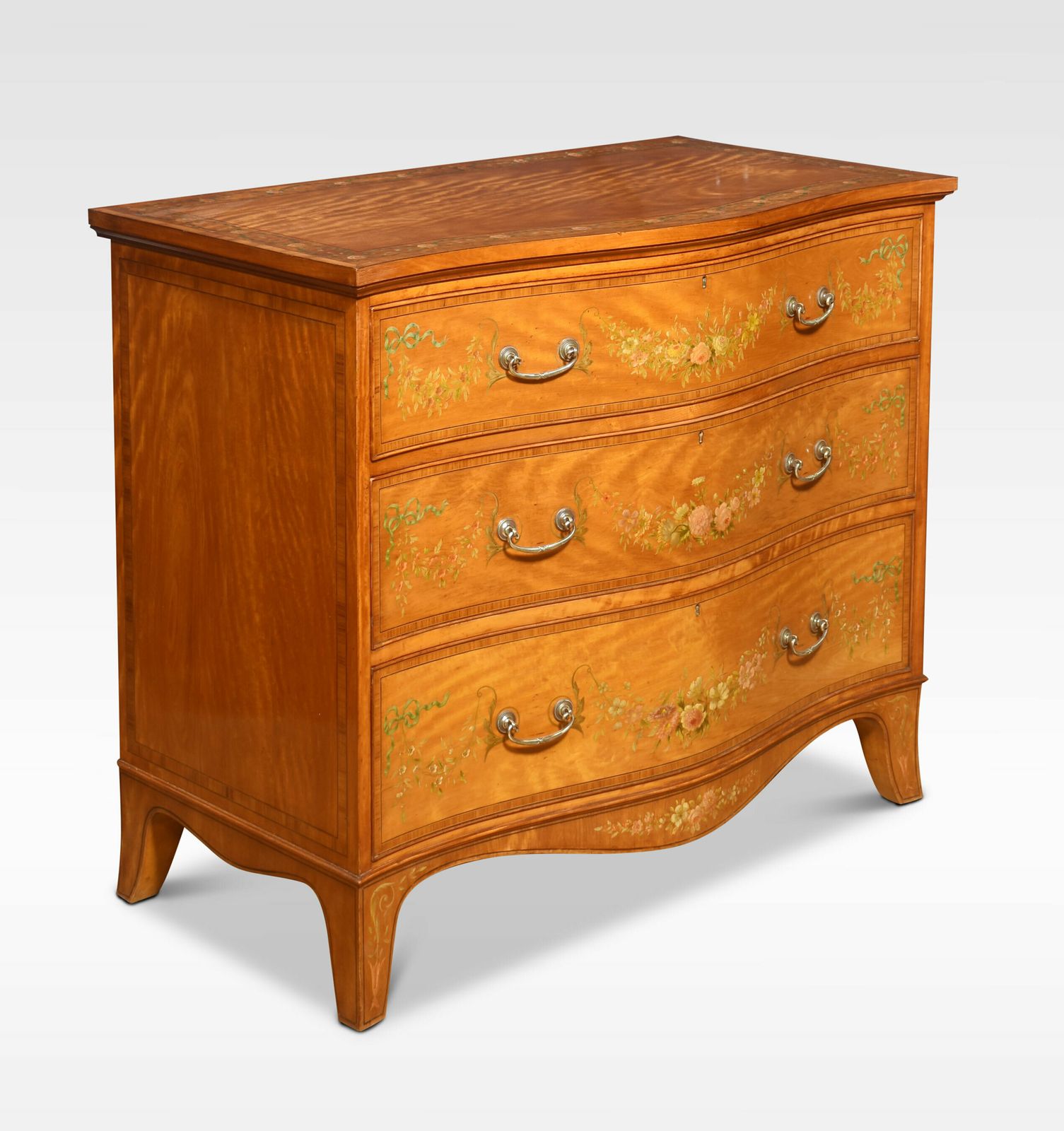 Painted Satinwood Serpentine Chest Of Drawers photo buy