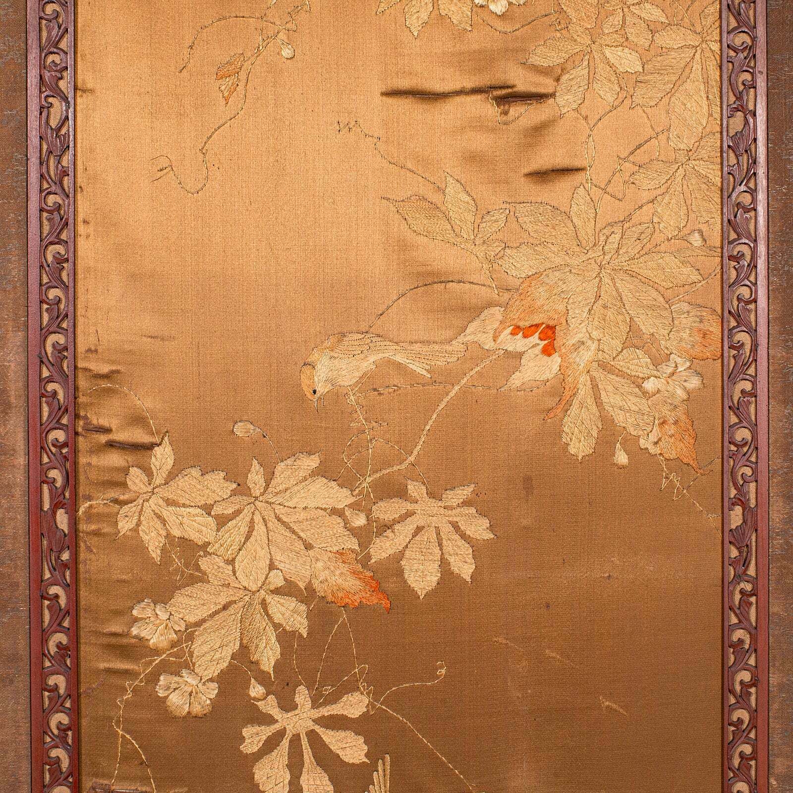 Antique Photographic Prop Screen, Japanese, Silk Cotton, Room Divider, Victorian photo vinterior