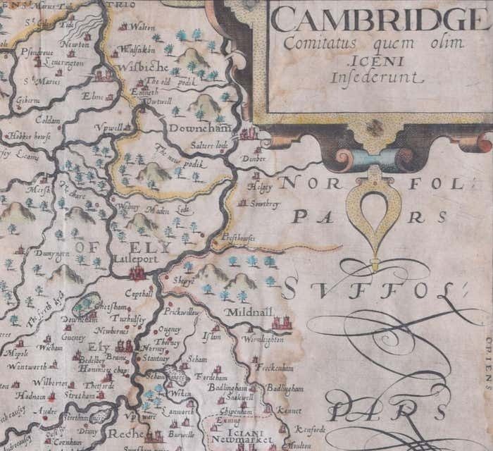 Cambridgeshire Map 17th Century Engraving By Kip After Saxton 1637 photo for sale