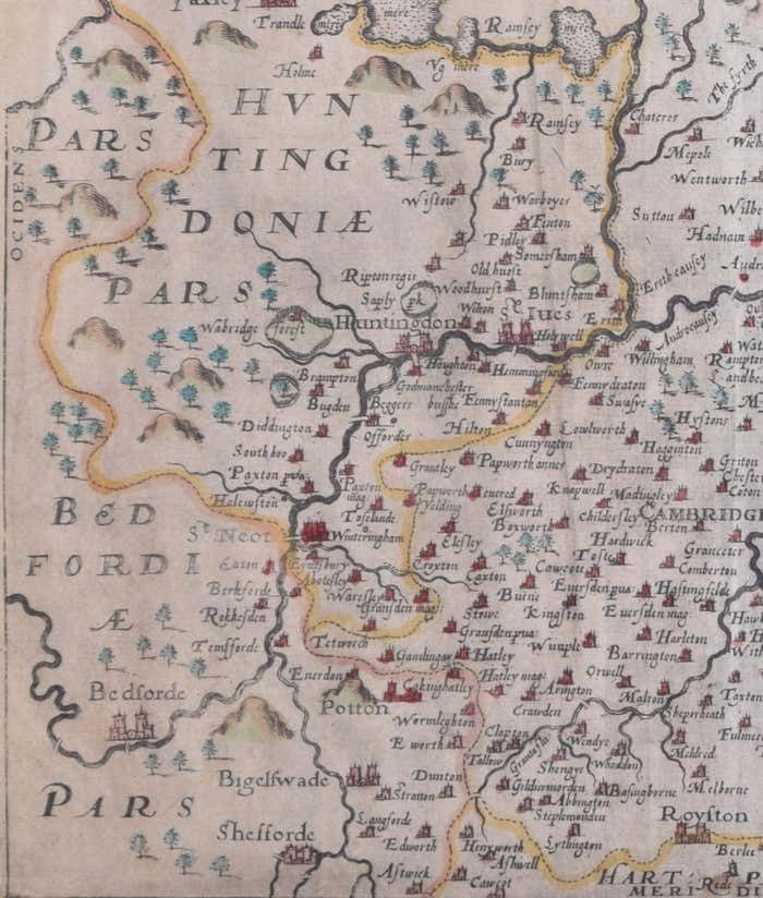 Cambridgeshire Map 17th Century Engraving By Kip After Saxton 1637 photo 350.0