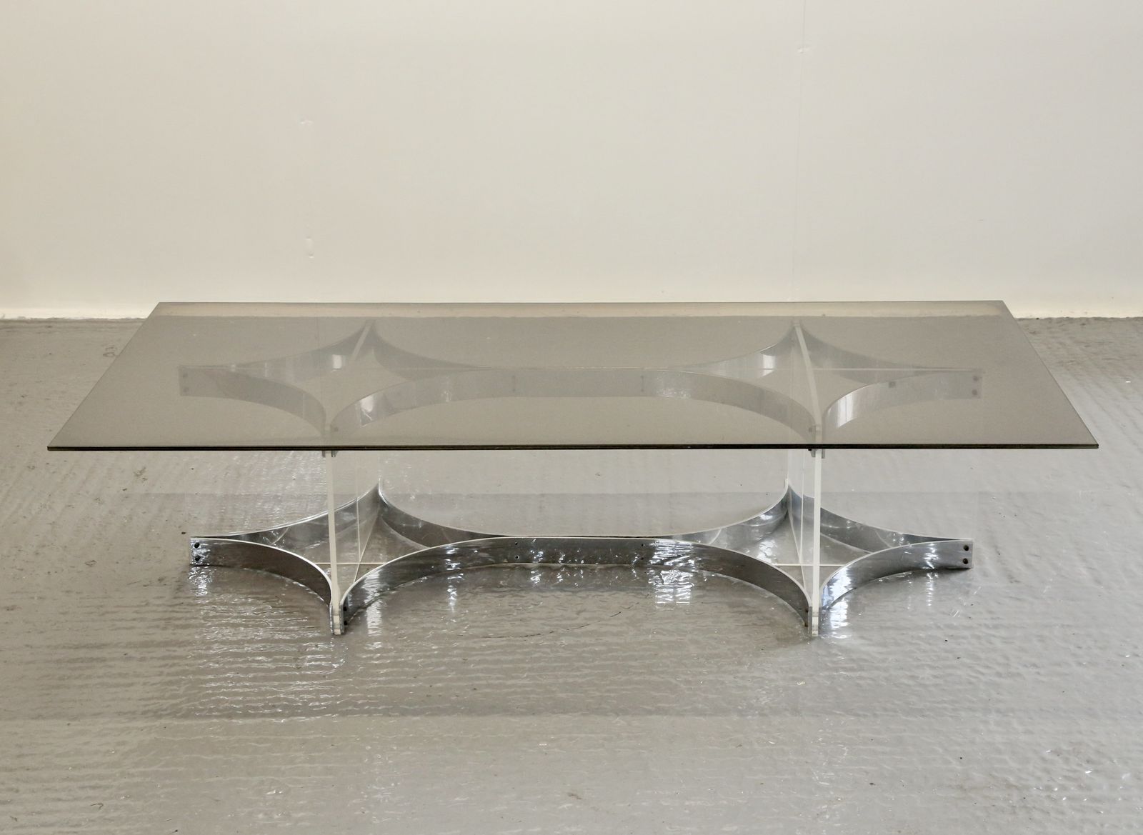 Alessandro Albrizzi, Fine Mid Century Chrome Plated Steel & Lucite Coffee Table photo 2350.0