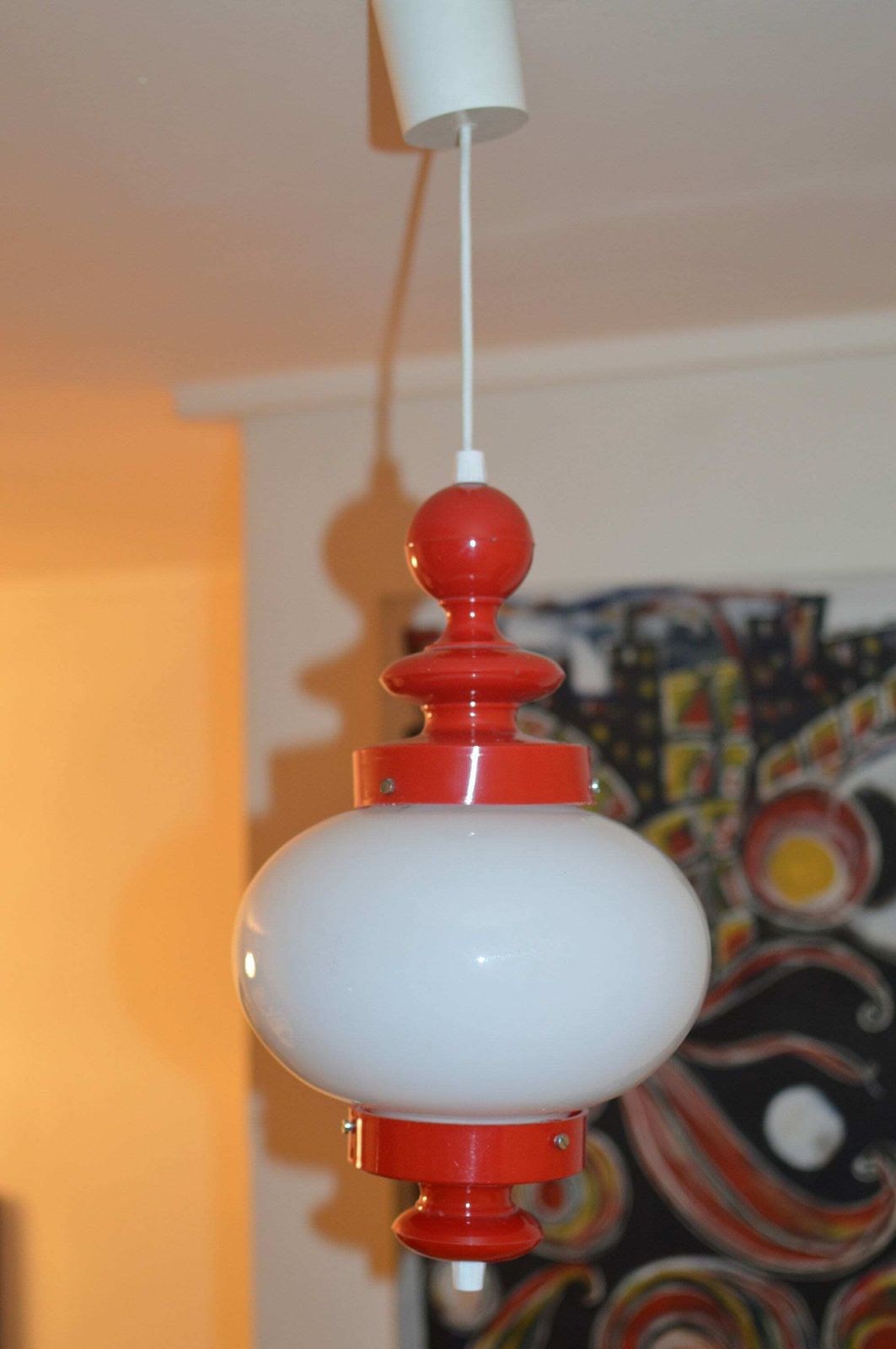 Vintage Lamp Space Age Midcentury Pop Opaline Glass photo 174.0