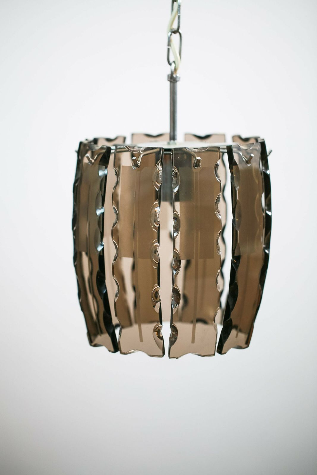 Vintage Veca Chandelier In Murano Glass/ Made In Italy 1970s / Mid Century Pendant Lamp / Antique Ceiling Lighting In Brown Glass photo 1000.0