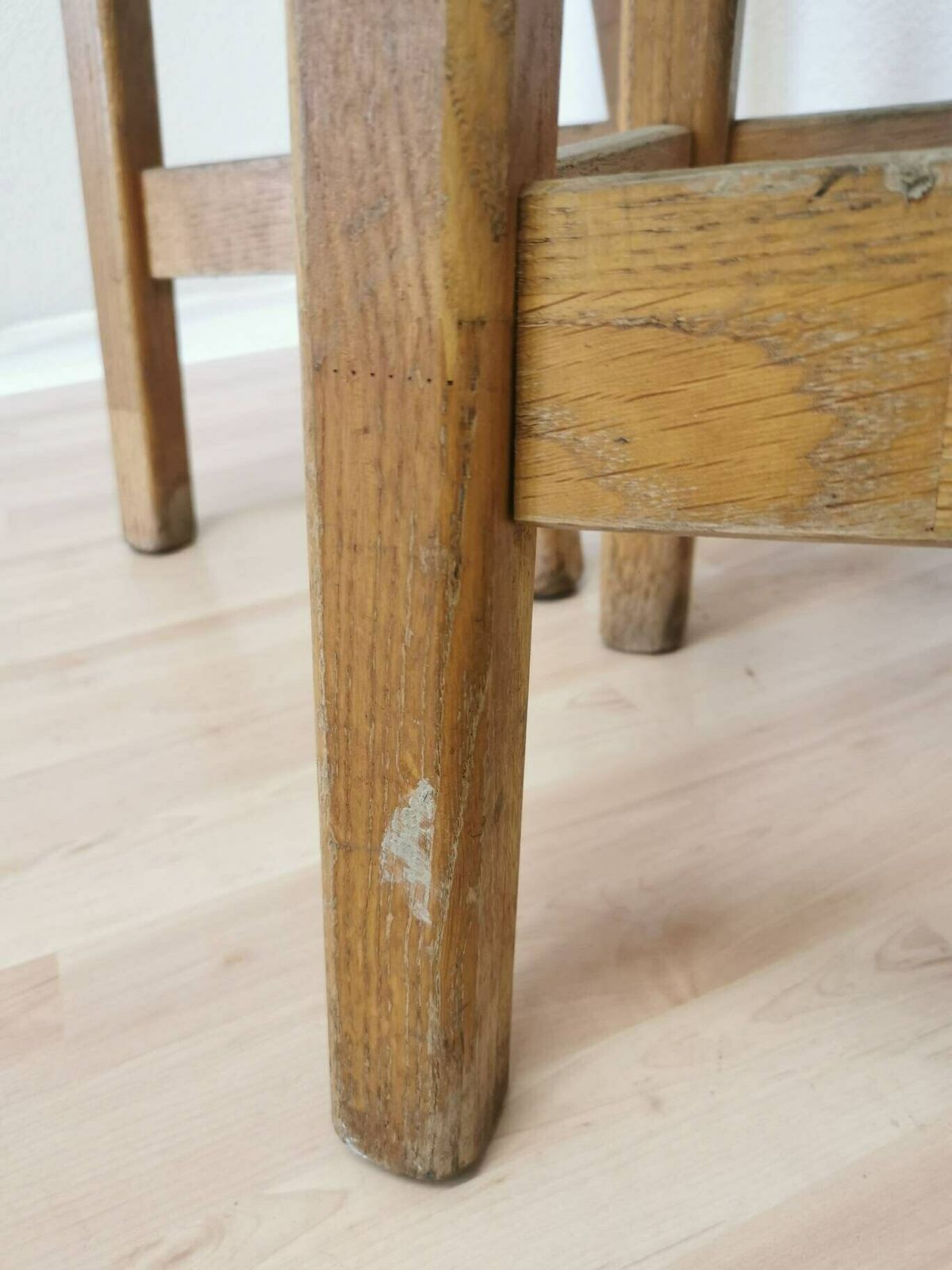 Set Of 2 Vintage Wooden Oak Bar Stools / High Chair For Kitchen Island / Made In Yugoslavia, 1980s / Minimalistic Japandi Bistro photo buy