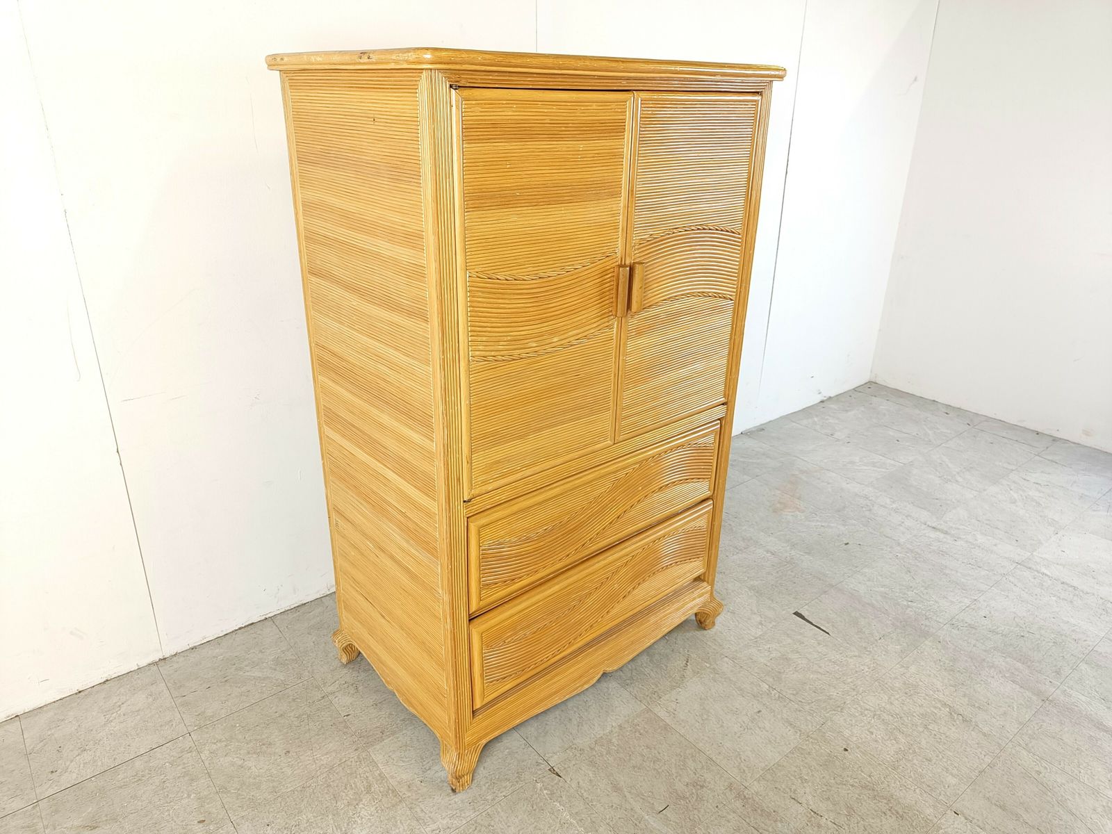 Vintage Pencil Reed Cabinet, 1970s photo furniture