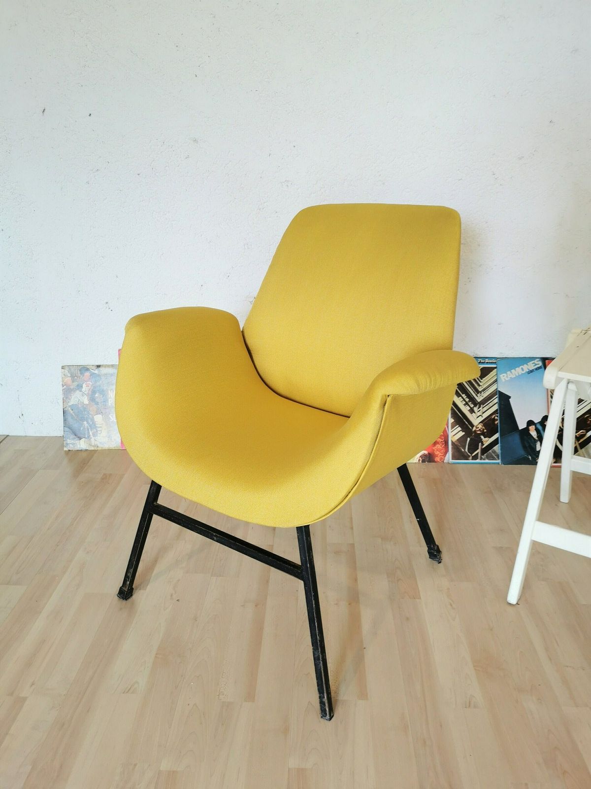 Mid Century Modern Alvin Lustig Cocktail Armchair / 1960s / Alvin Lustig Style / Vintage Lounge Chair / Retro Yellow Fabric Armchair / Easy