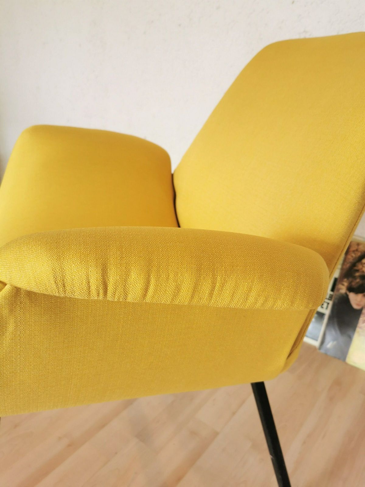 photo furniture Mid Century Modern Alvin Lustig Cocktail Armchair / 1960s / Alvin Lustig Style / Vintage Lounge Chair / Retro Yellow Fabric Armchair / Easy