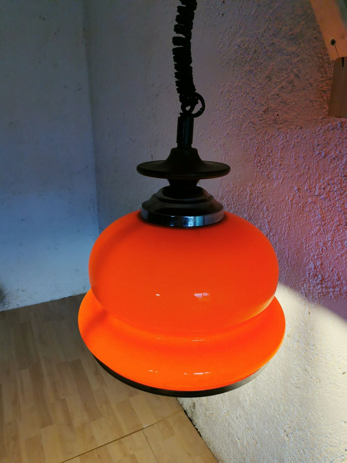 Vintage Pendant Retro Lamp / Mid Century / Yugoslavia / Vintage Ceiling Lamp / Orange Lamp / Made In Yugoslavia