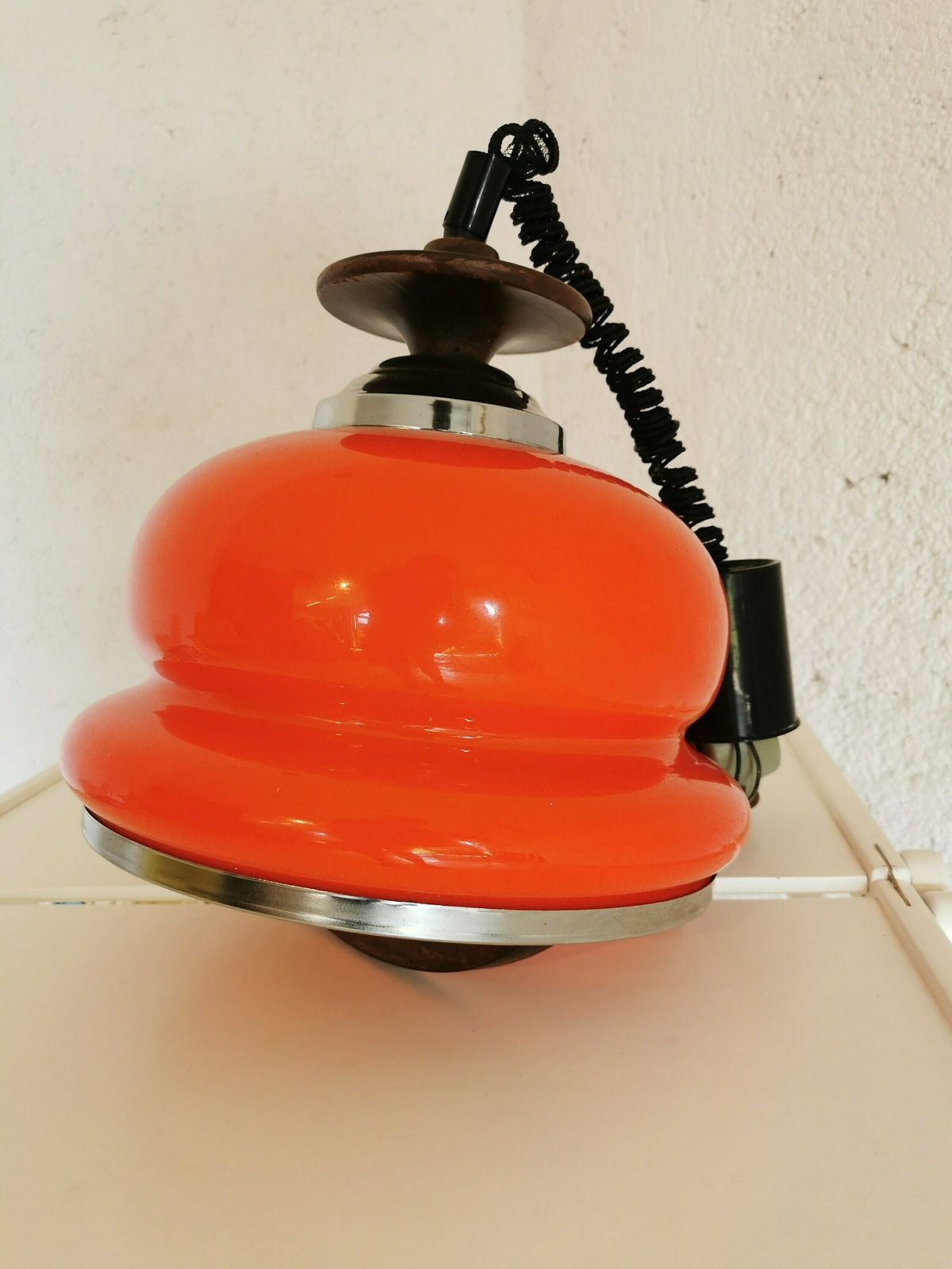Vintage Pendant Retro Lamp / Mid Century / Yugoslavia / Vintage Ceiling Lamp / Orange Lamp / Made In Yugoslavia photo Lighting